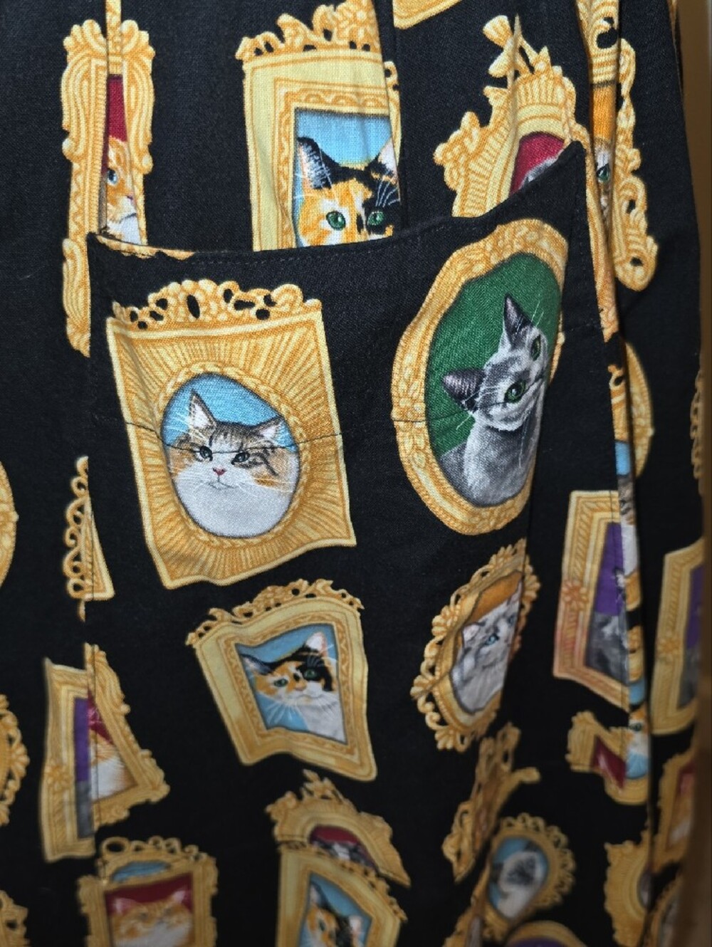 Modcloth Black A-Line Skirt with Gold Frame Cat Portraits - Picture 2 of 4